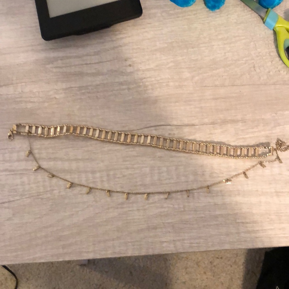 Gold choker double necklace